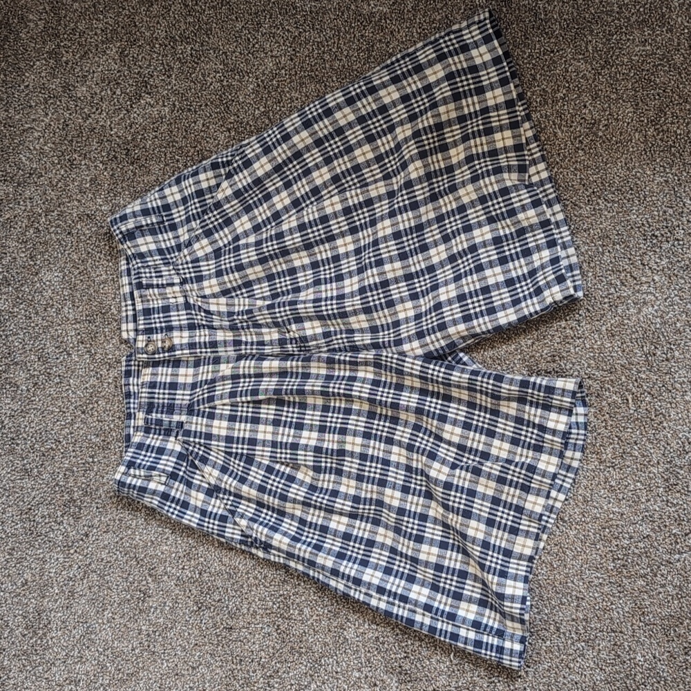 Vintage 90s Blue & White Plaid Honors Shorts